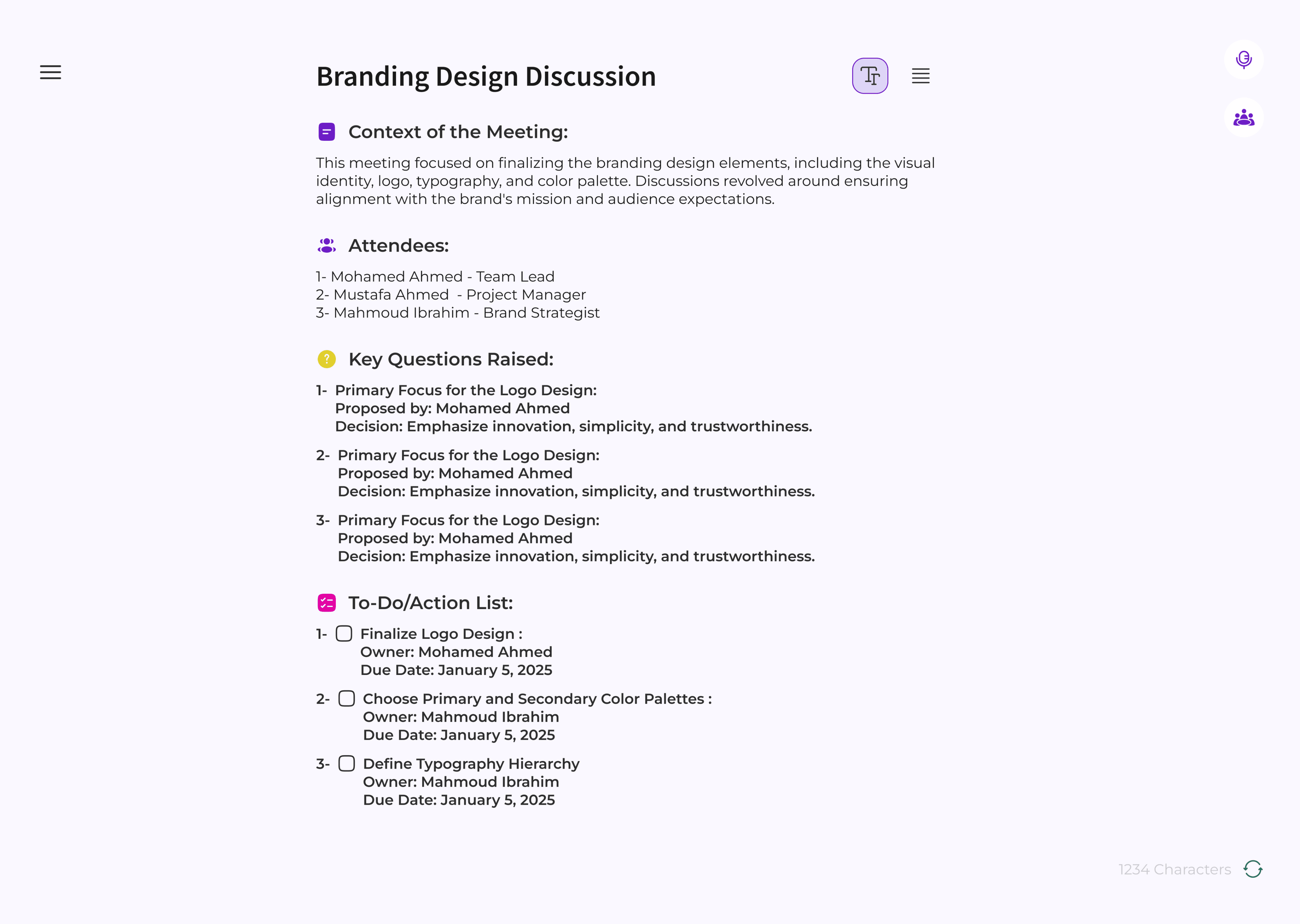 ملاحظات الاجتماع